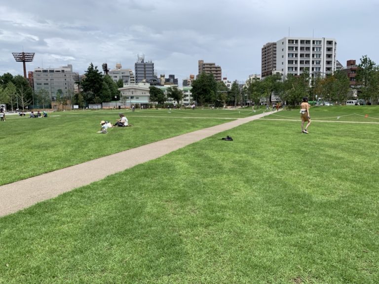 都内でピクニック 芝生のある公園
